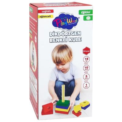 Ahşap Dikdörtgen Renkli Kule 3+ Yaş