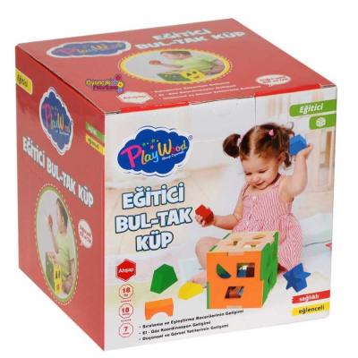 Play Wood Eğitici Ahşap Oyuncak Eğitici Bultak Küp 18 Parça 18+ Ay