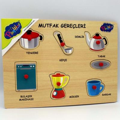 PlayWood Ahşap Tutmalı Eğitici Mutfak Gereçleri 8 Parça 18+ Ay