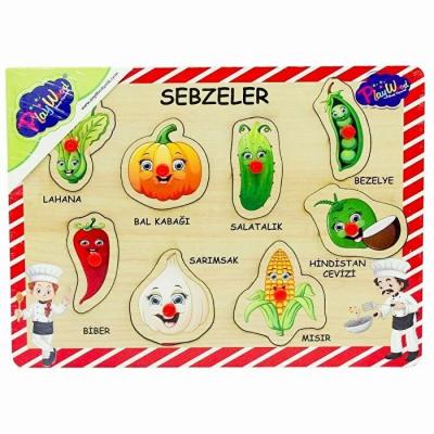 PlayWood Ahşap Tutmalı Eğitici Sebzeler 8 Parça 18+ Ay