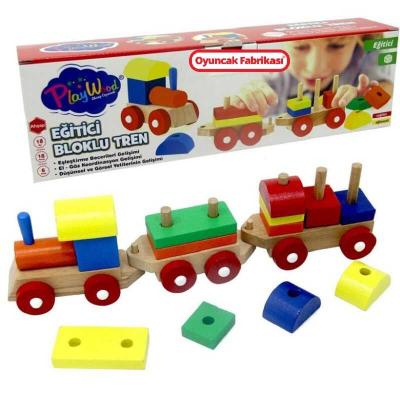 Playwood Eğitici Ahşap Oyuncak Bloklu Tren 3+ Yaş