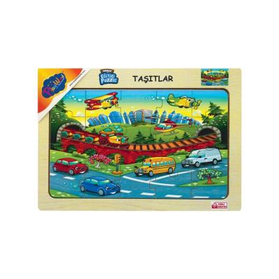PlayWood Eğitici Ahşap Puzzle Taşıtlar 3+ Yaş