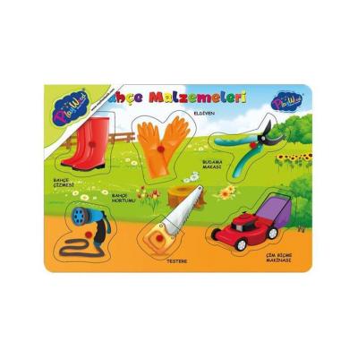 PlayWood Eğitici Ahşap Puzzle Tutmalı Bahçe Malzemeleri 18+ Ay