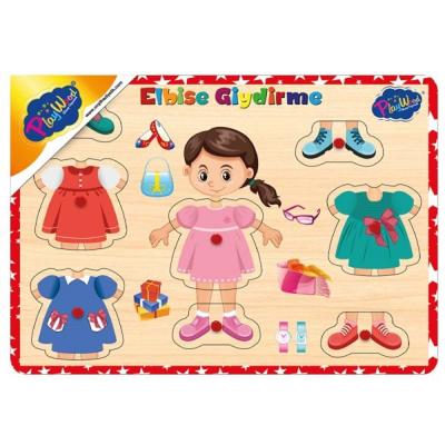 PlayWood Eğitici Ahşap Puzzle Tutmalı Elbise Giydirme 18+ Ay