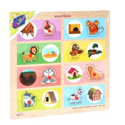 PlayWood Eğitici Ahşap Tutmalı Eşleştirme Hangi Hayvan Nerede Yaşar 3+ Yaş